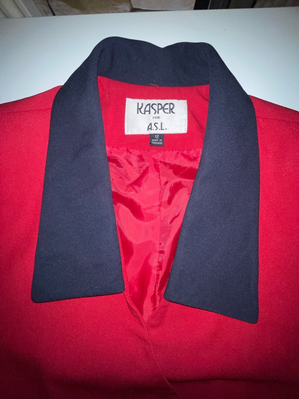 Kasper Red Jacket with Black Collar - Picture 2 of 10